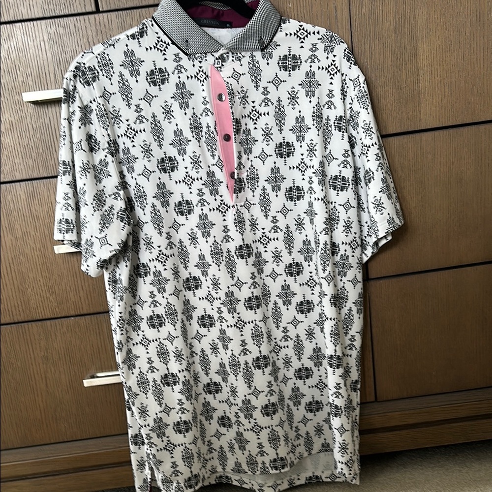 Greyson Black and White Polo Shirt with Playful Pattern